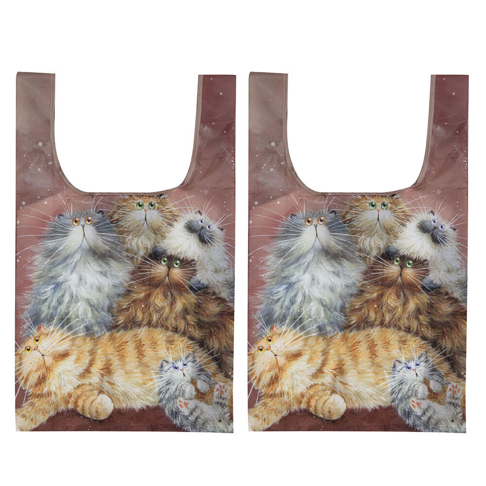 Ashdene Reusable Kim's Cats Friends Family Grocery Shopping Bag 36x64cm (2 Pack)