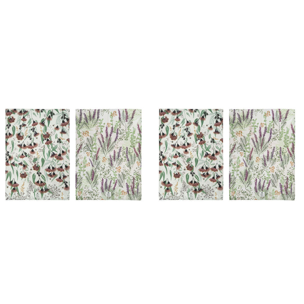 Ashdene 2pc Ashdene Trudy's Garden Princess Grevillea Kitchen Towel Cloth 70x50cm Silver (2 Pack)