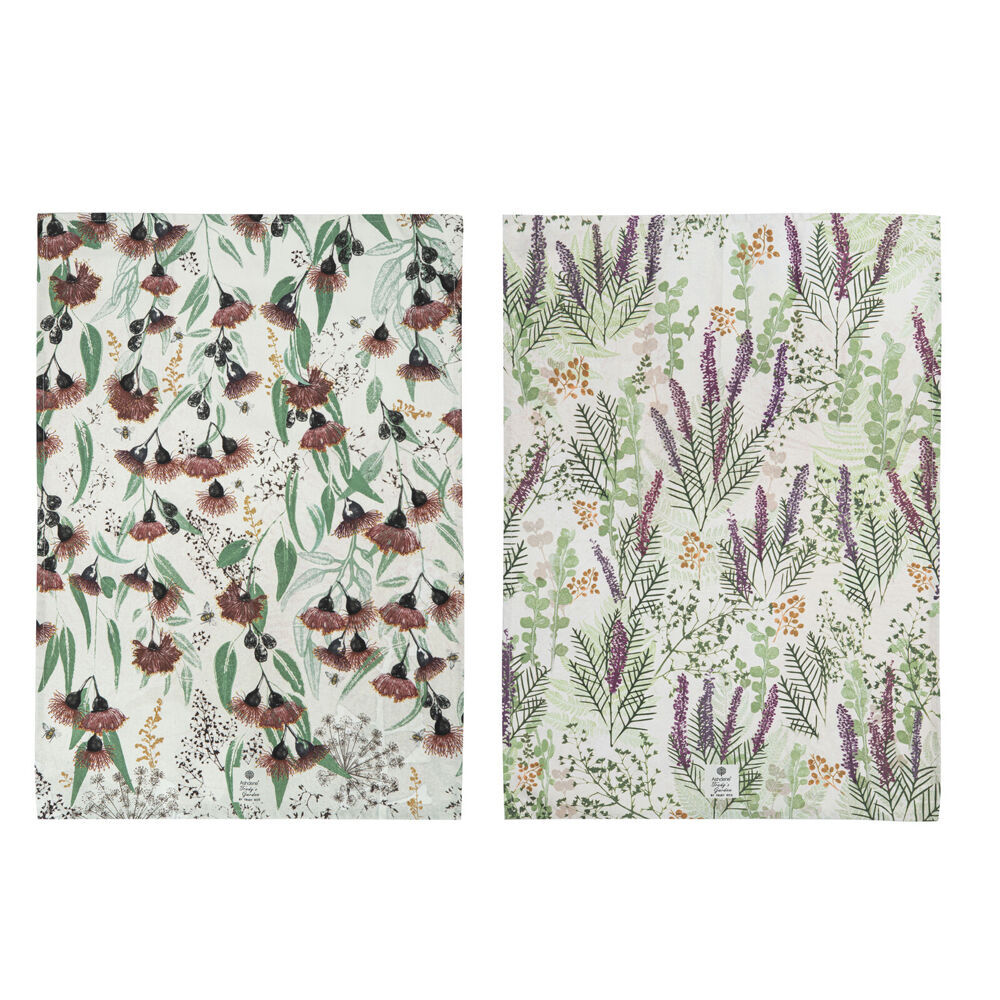 Ashdene 2pc Ashdene Trudy's Garden Princess Grevillea Kitchen Towel Cloth 70x50cm Silver (2 Pack) — image 2