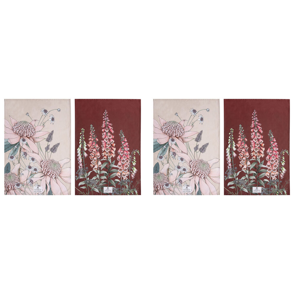 Ashdene 2pc Ashdene Secret Garden Cleaning Kitchen Towel Dishcloth 70x50cm Pink (2 Pack)