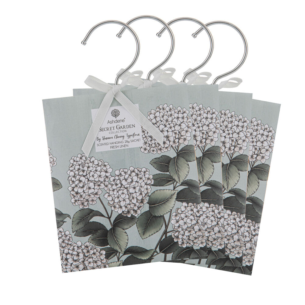 Ashdene Secret Garden Fresh Linen Hang Scented Sachet 9.6x12.1cm 28g (4 Pieces)