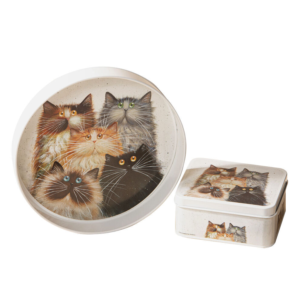 Ashdene Kim's Cats Galvanise Steel Round Serving Tray White 30.5x30.5cm (2 Pack) — image 2