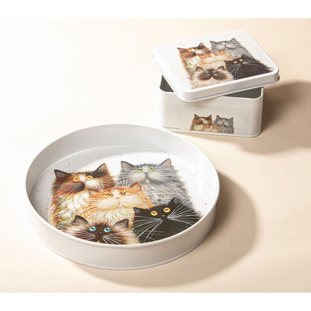 Ashdene Kim's Cats Galvanise Steel Round Serving Tray White 30.5x30.5cm (2 Pack) — image 3
