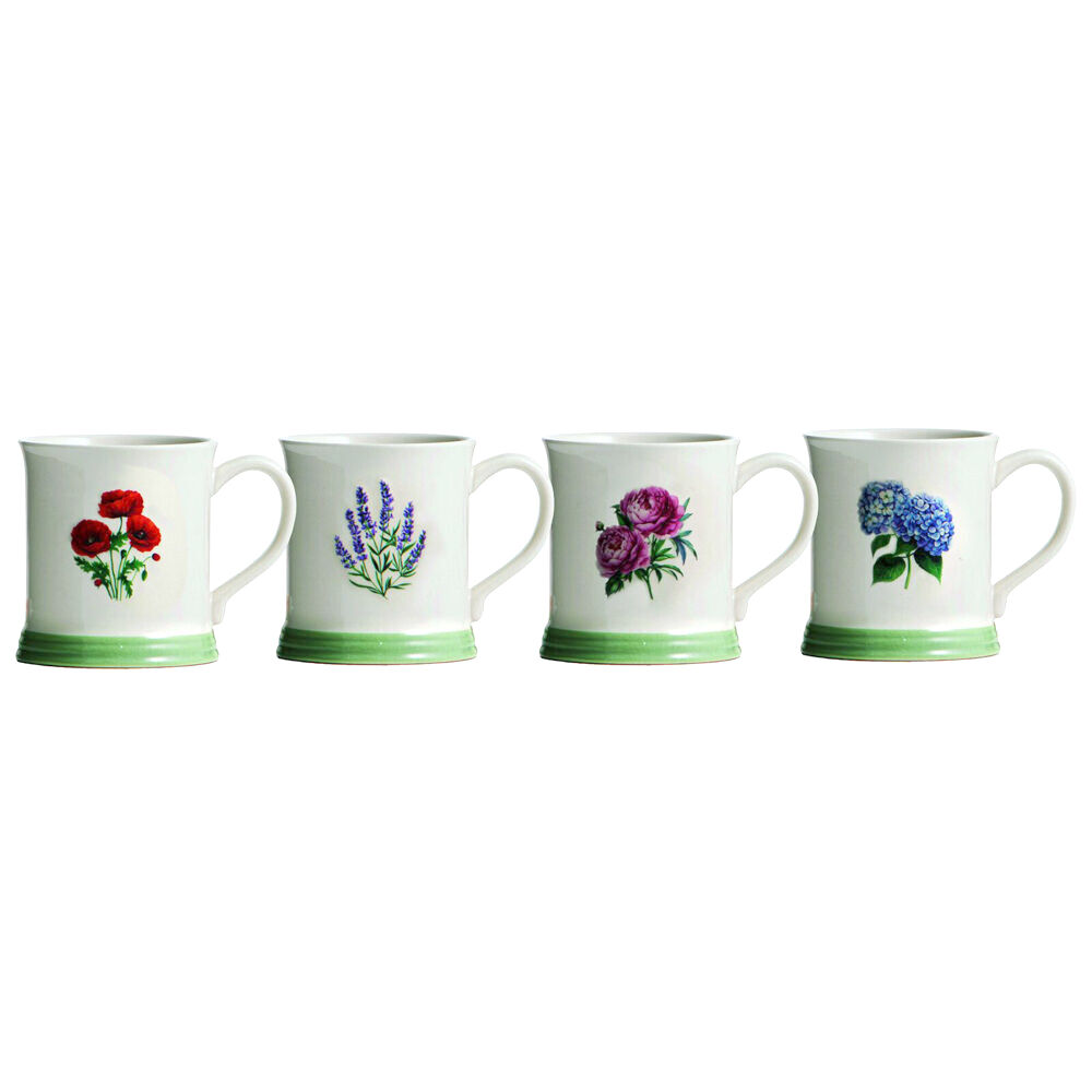 Ashdene Floral Collective Stonware Drinking Coffee Mug White 430ml (4 Pieces)