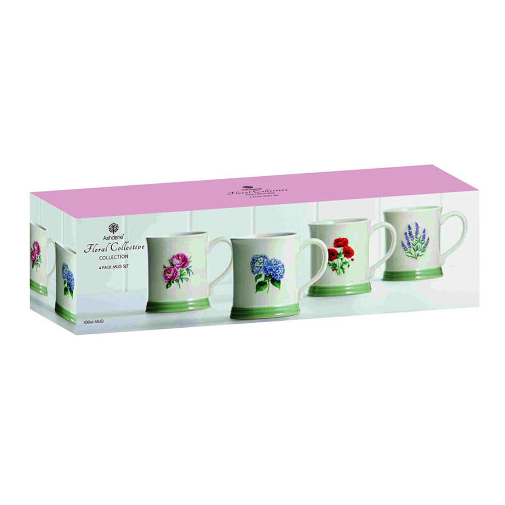 Ashdene Floral Collective Stonware Drinking Coffee Mug White 430ml (4 Pieces) — image 2