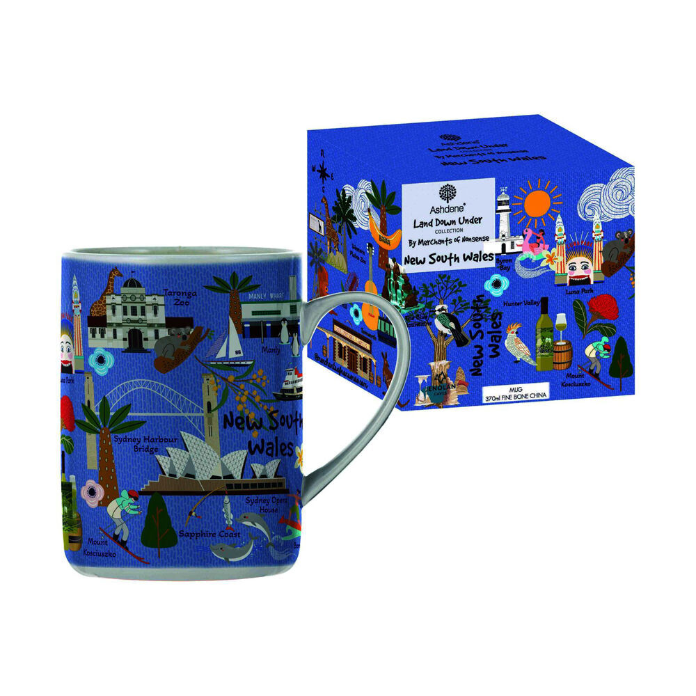 Ashdene Land Down Under NSW Bone China Drinking Mug Blue 370ml (2 Pack) — image 3