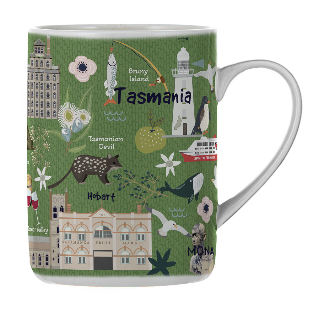 Ashdene Land Down Under Tas Bone China Drinking Mug Green 370ml (4 Pack) — image 2