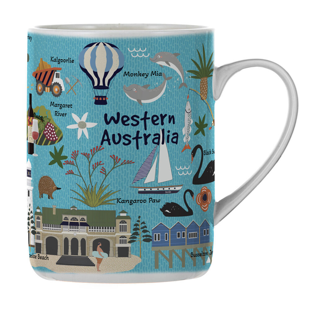 Ashdene Land Down Under WA Bone China Drinking Mug Blue 370ml (4 Pack) — image 2