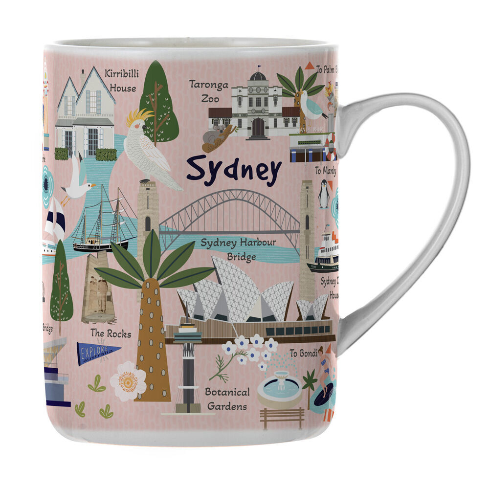 Ashdene Land Down Under Sydney Bone China Drinking Mug Peach 370ml (2 Pack) — image 2