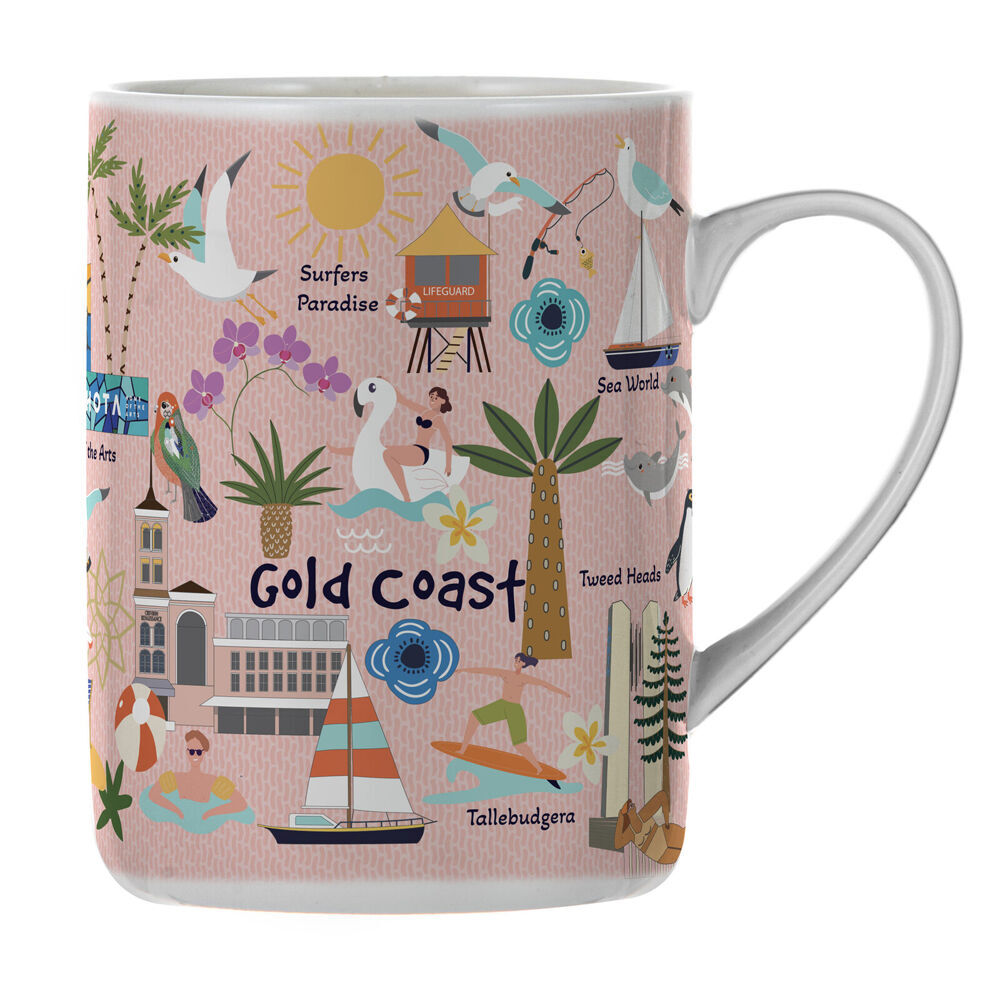 Ashdene Land Down Under Gold Coast Bone China Drinking Mug Peach 370ml (4 Pack) — image 2