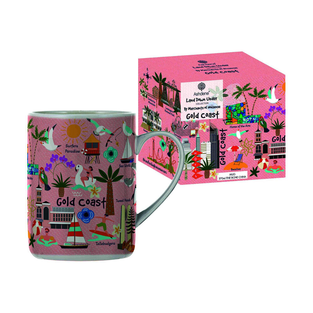 Ashdene Land Down Under Gold Coast Bone China Drinking Mug Peach 370ml (4 Pack) — image 3
