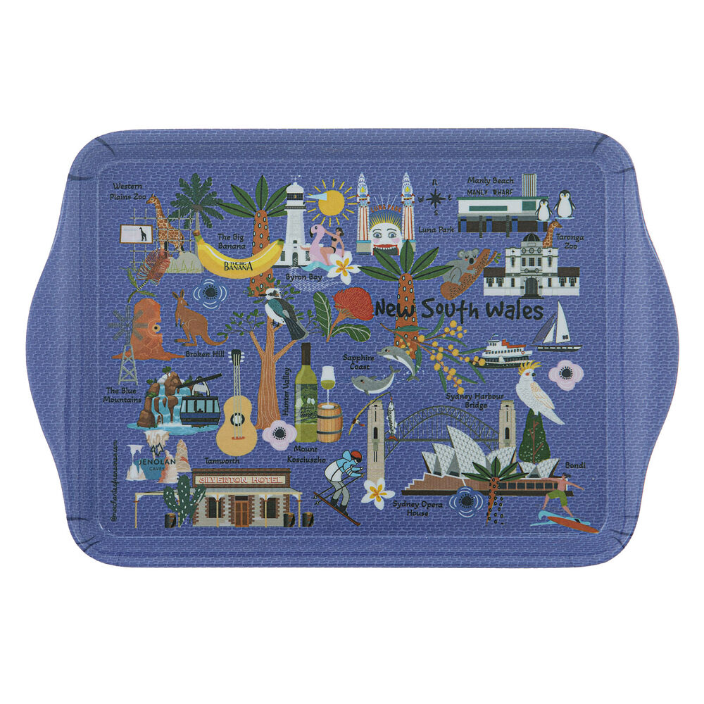 Ashdene Land Down Under NSW Melamine Scatter Tray Blue 21x14.2cm (2 Pieces)