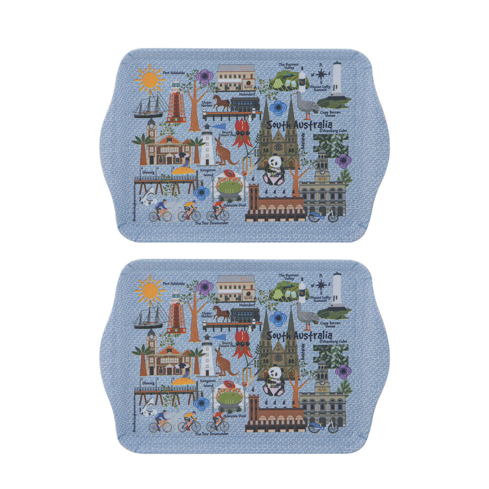 Ashdene 2pc Ashdene Land Down Under SA Melamine Scatter Tray Blue 21x14.2cm (2 Pack)