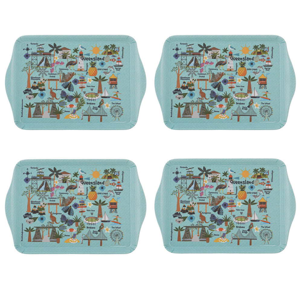 Ashdene 2pc Ashdene Land Down Under QLD Melamine Scatter Tray Blue 21x14.2cm (4 Pack)