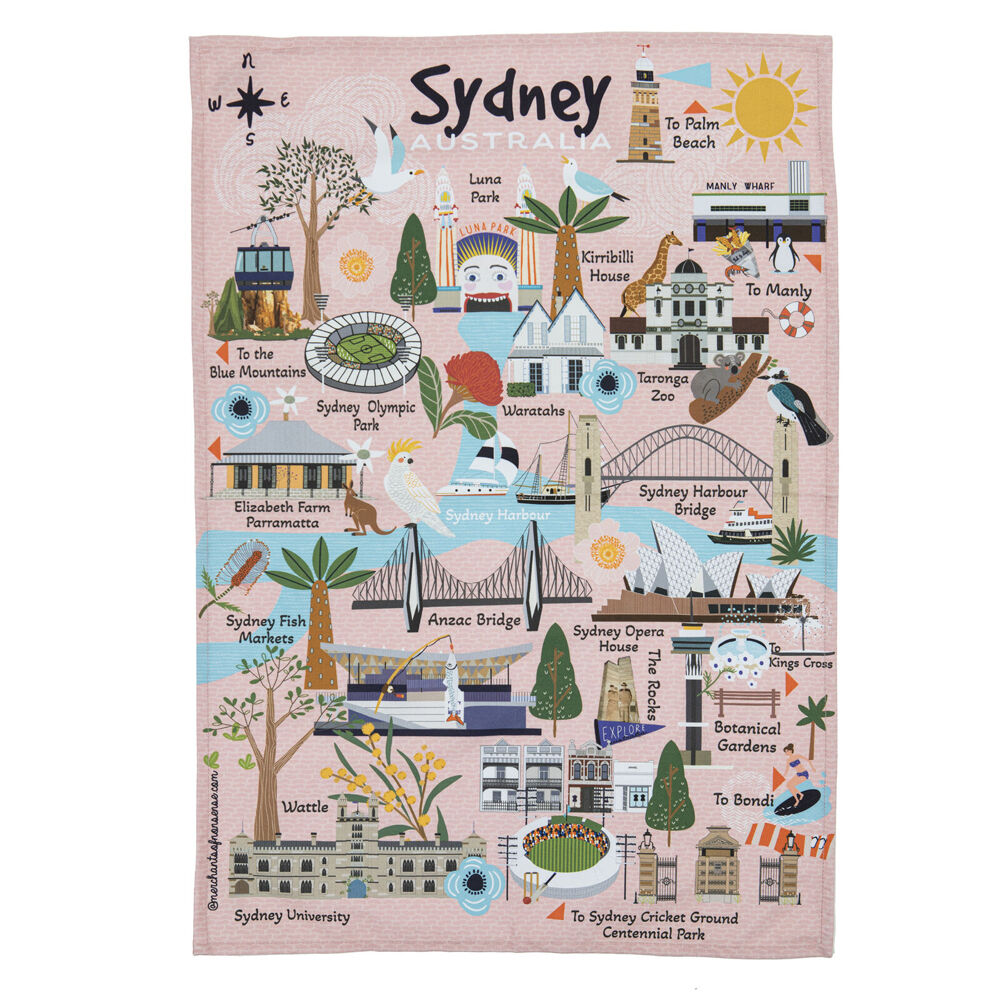 Ashdene 70x50cm Land Down Under Sydney Cleaning Home Kitchen Tea Towel
