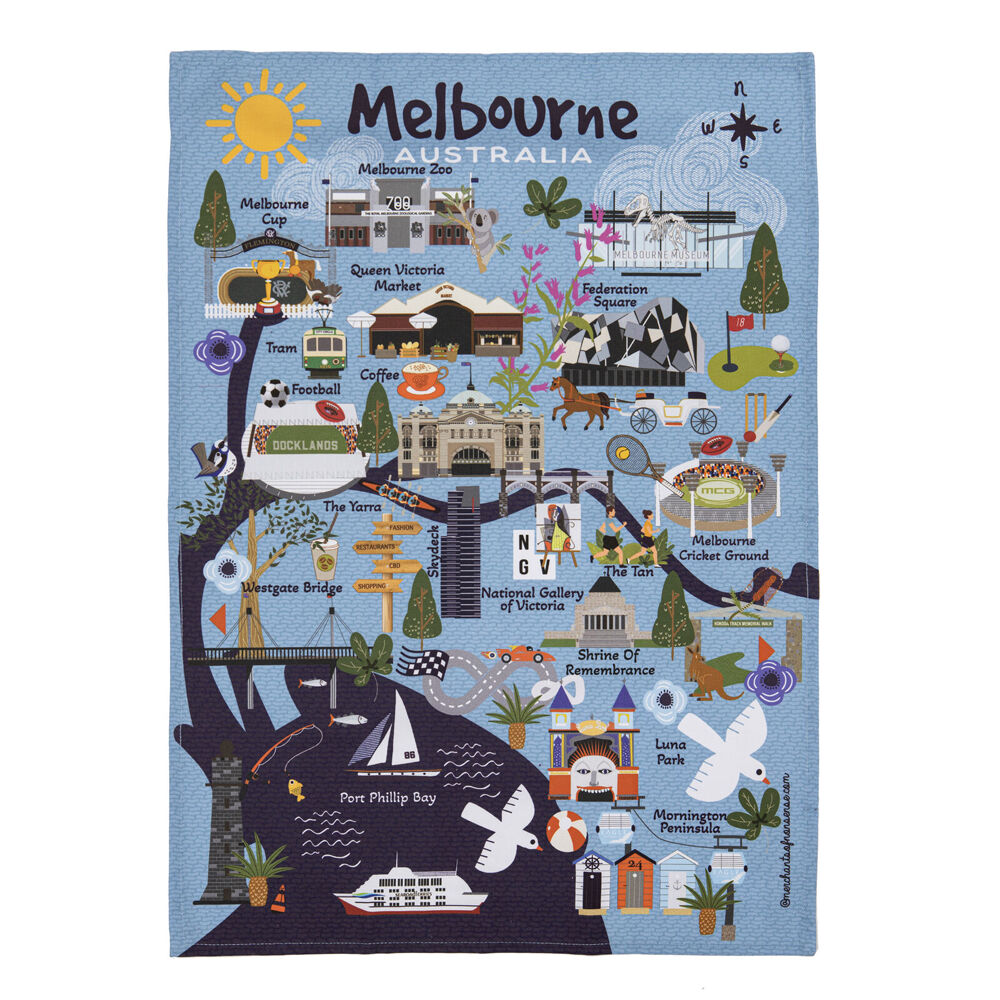 Ashdene 70x50cm Land Down Under Melbourne Cleaning Home Kitchen Tea Towel