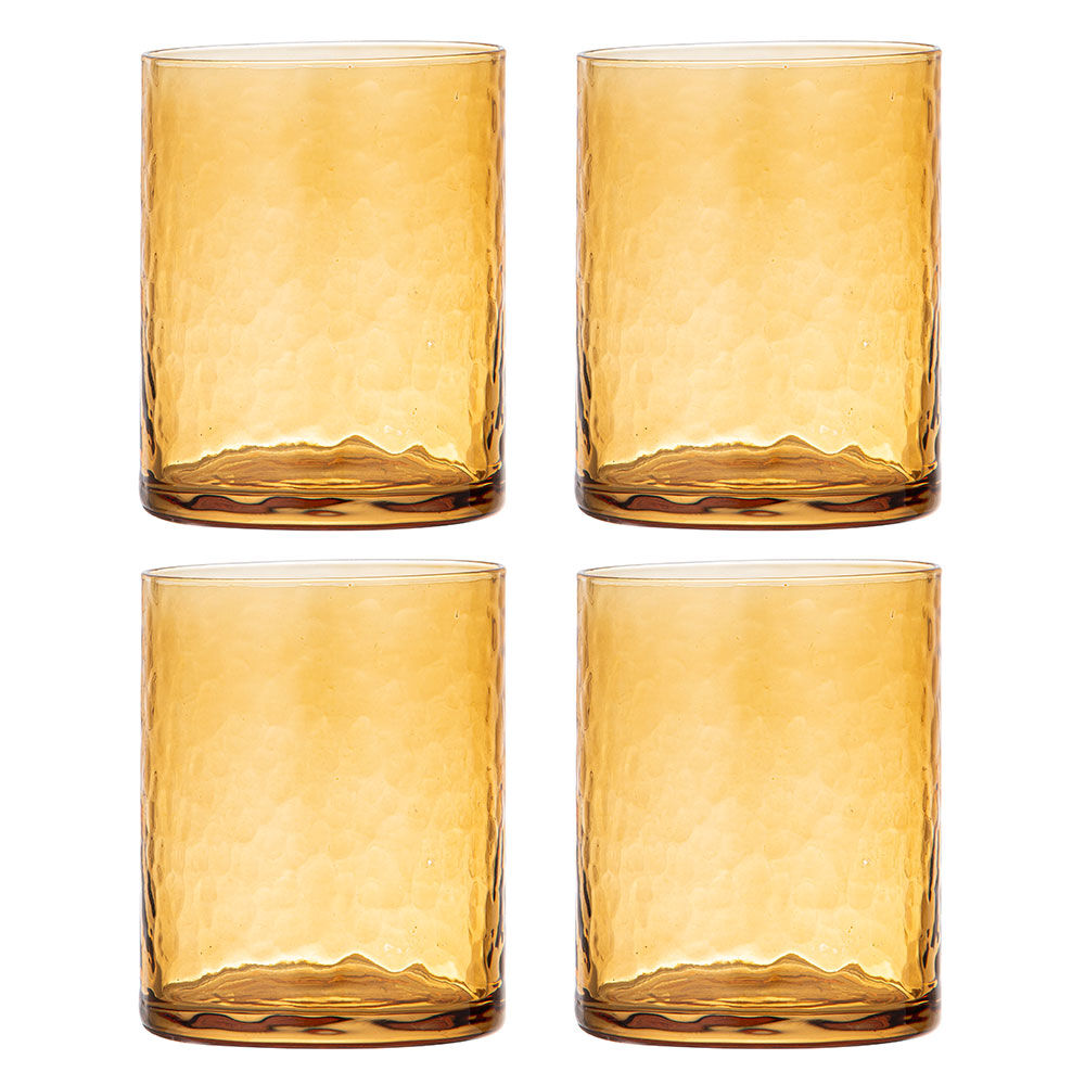 Ladelle Flynn Glass Tumbler Water/Juice Cup Drinkware Glassware 10cm Amber (4 Pieces)