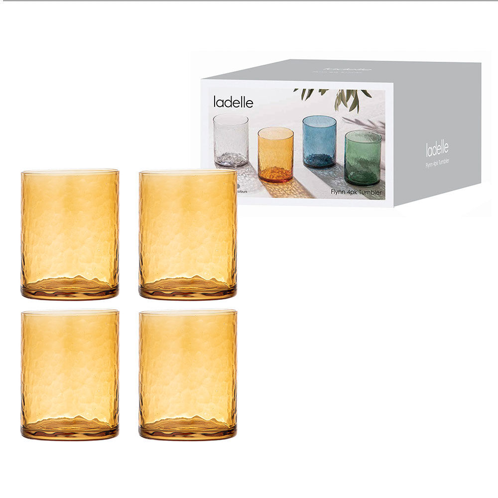 Ladelle Flynn Glass Tumbler Water/Juice Cup Drinkware Glassware 10cm Amber (4 Pieces) — image 2