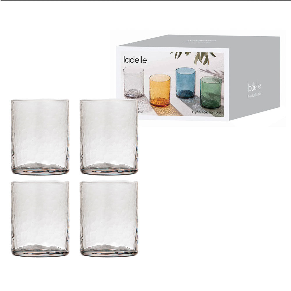 Ladelle Flynn Glass Tumbler Water/Juice Cup Drinkware 10cm Charcoal (4 Pieces) — image 2