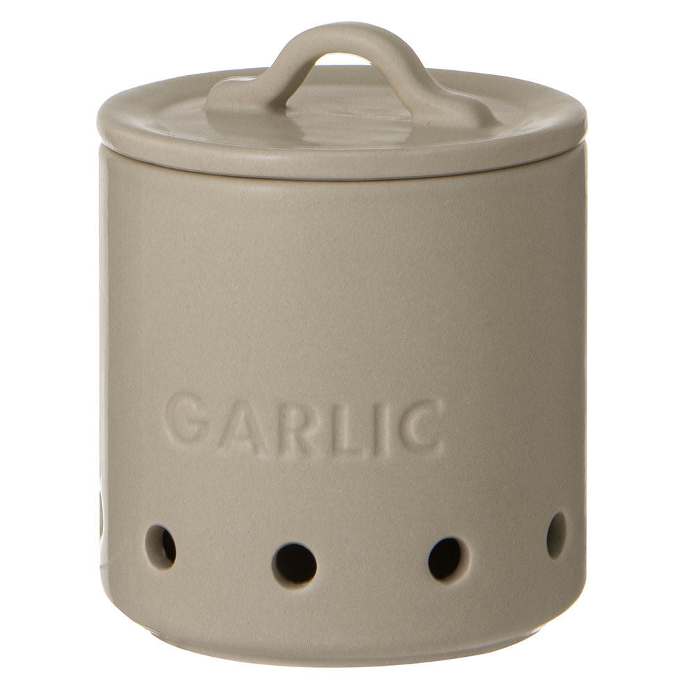 Ladelle Essentials Garlic Vault Storage Canister Container 10x10cm Stone