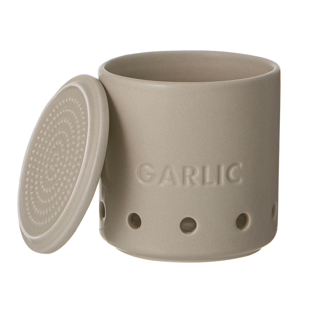 Ladelle Essentials Garlic Vault Storage Canister Container 10x10cm Stone — image 2
