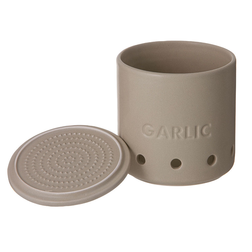 Ladelle Essentials Garlic Vault Storage Canister Container 10x10cm Stone — image 3