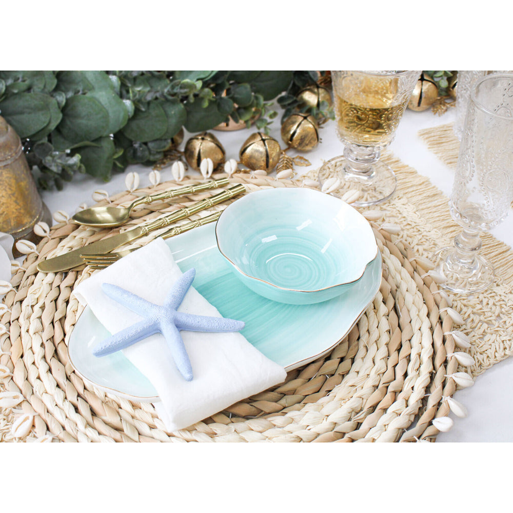 LVD Decorative Resin 13cm Starfish Sculpture Figurine Display Tabletop Decor Blue