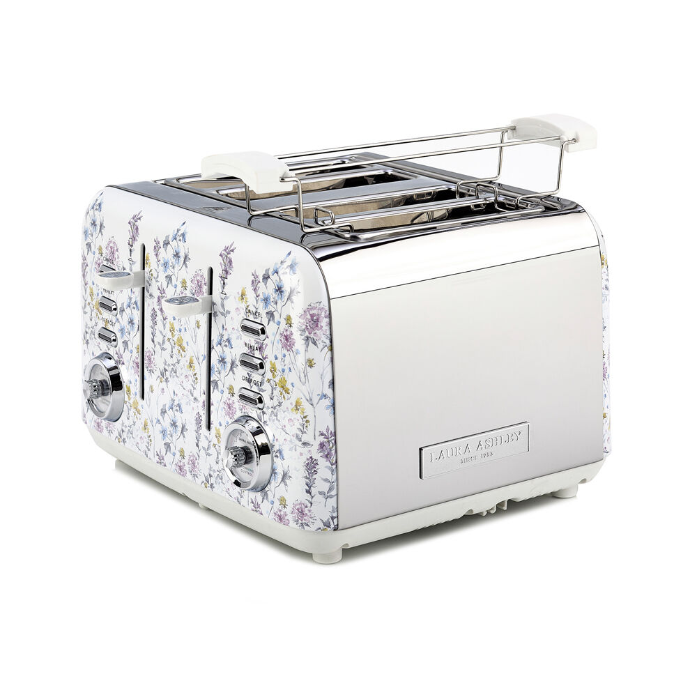Laura Ashley Stainless Steel 4 Slice Home/Kitchen Compact Toaster Wild Meadow