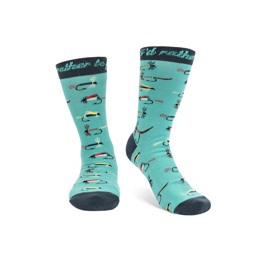 Lavley I'D Rather Be Fly Fishing Unisex Casual Outdoor Themed Crew Length Socks