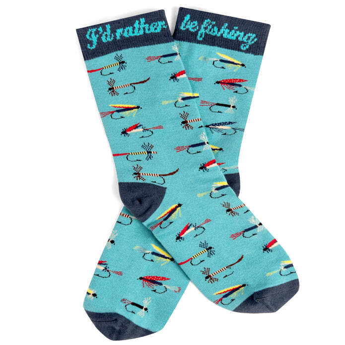 Lavley I'D Rather Be Fly Fishing Unisex Casual Outdoor Themed Crew Length Socks — image 3