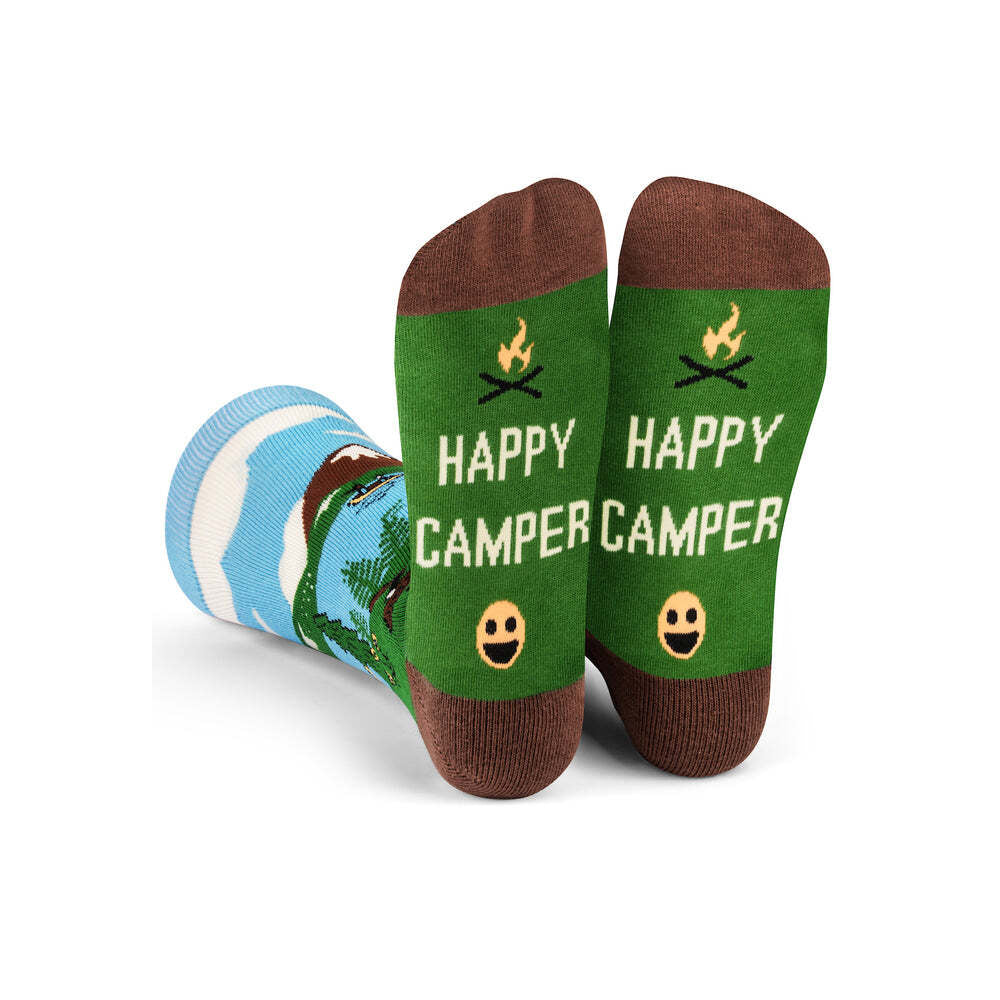 Lavley Happy Camper Casual Unisex Themed Crew Length Funny Novelty Gift Socks