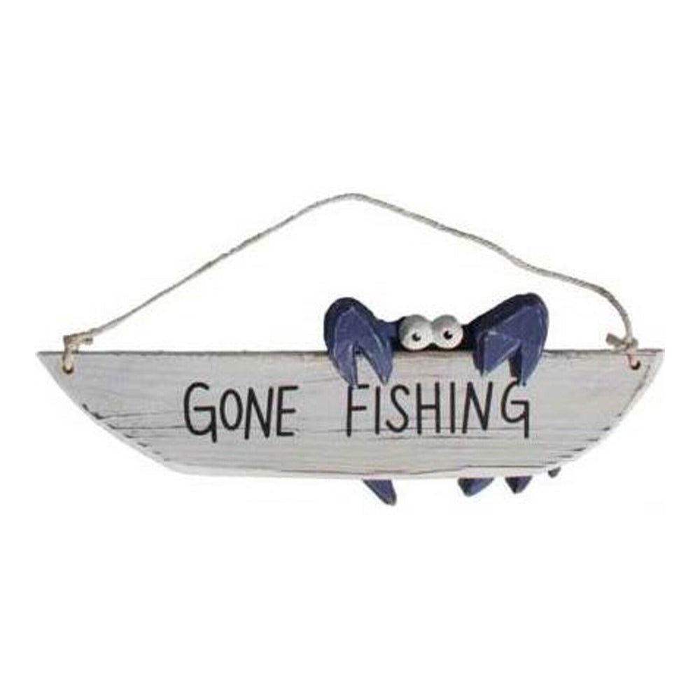 LVD Gone Fishing MDF 31cm Beach Sign Hanging Home/Room Decorative Signage Board