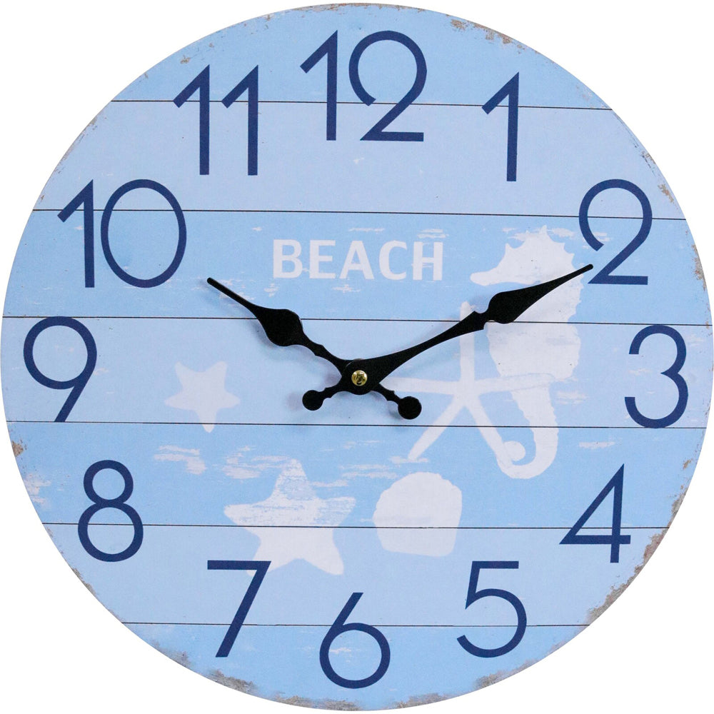 LVD Sea Life Hanging Wall Clock Analogue 34cm Round Home/Office Room Decor (2 Pack)