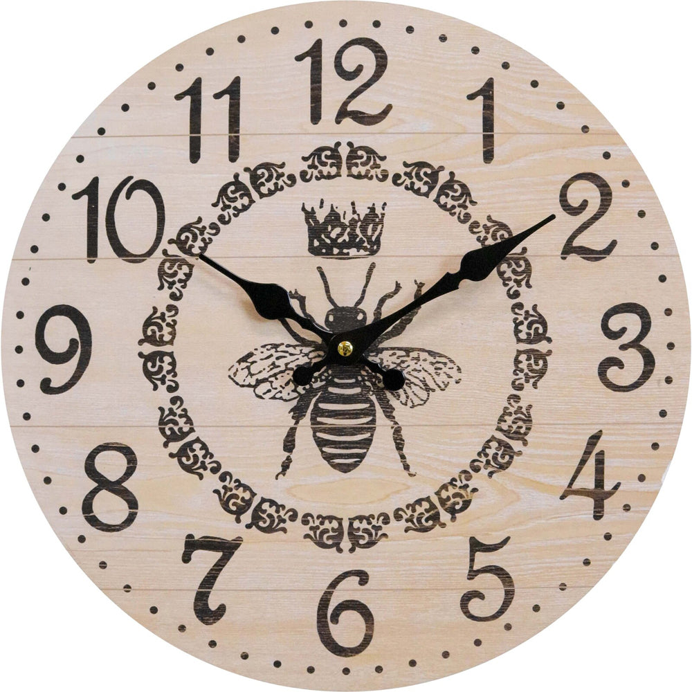 LVD Queen Bee Hanging Wall Clock Analogue 34cm Round Home/Office Room Decor (2 Pack)