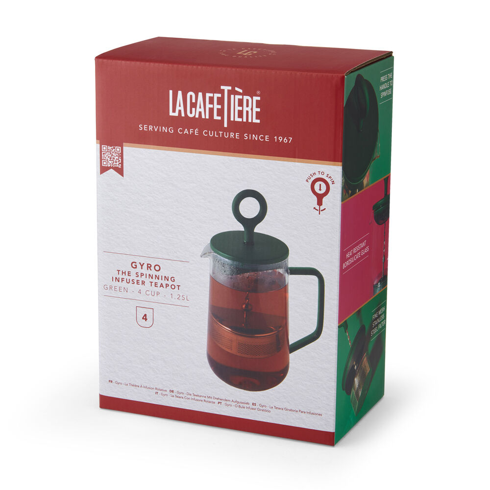 LA Cafetière La Cafetiere Gyro Glass Spinning Infuser 1.25L Teapot 11x20x28cm Green — image 5