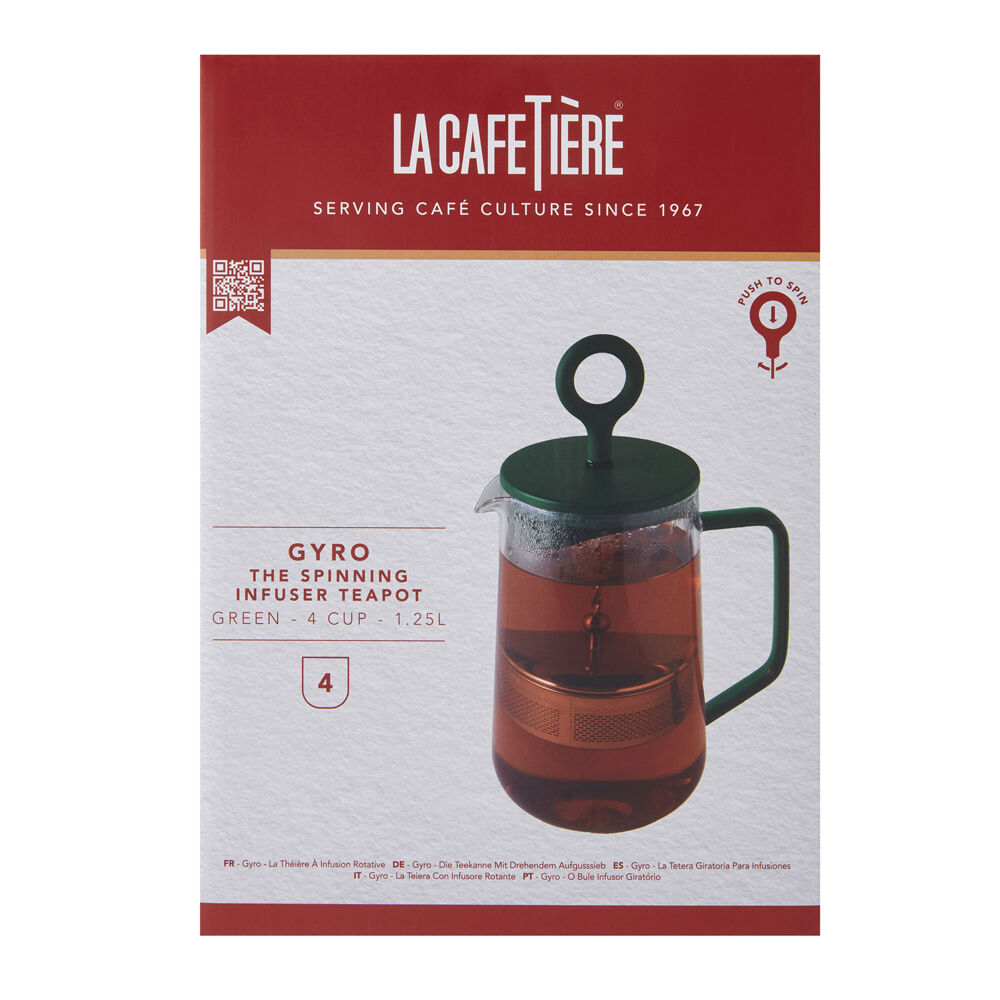LA Cafetière La Cafetiere Gyro Glass Spinning Infuser 1.25L Teapot 11x20x28cm Green — image 6