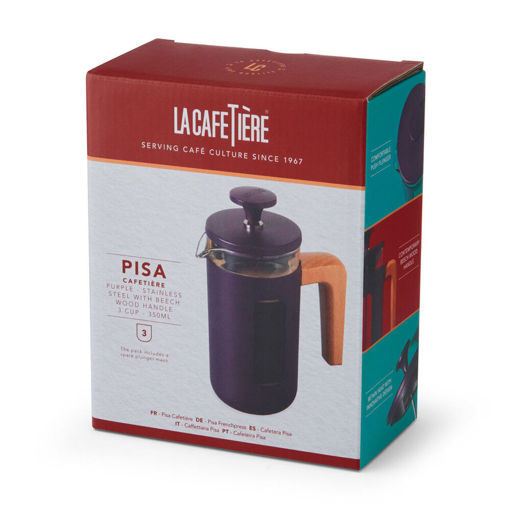 LA Cafetière La Cafetiere Pisa 3-Cup Cafetiere Manual Glass Coffee Press Maker Purple — image 4