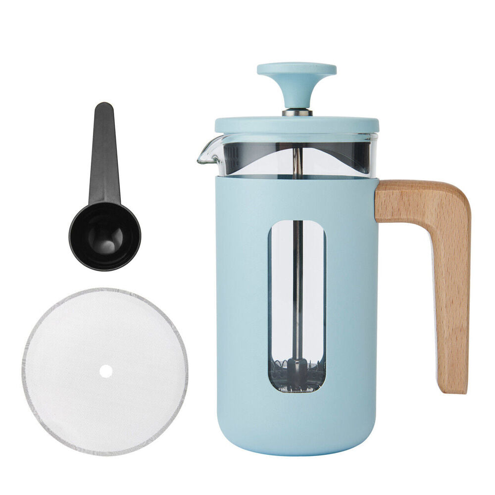 LA Cafetière La Cafetiere Pisa 3-Cup Cafetiere Manual Glass Coffee Press Maker Sky Blue