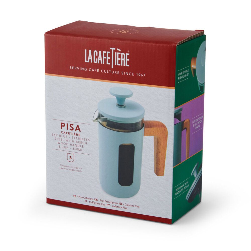 LA Cafetière La Cafetiere Pisa 3-Cup Cafetiere Manual Glass Coffee Press Maker Sky Blue — image 5