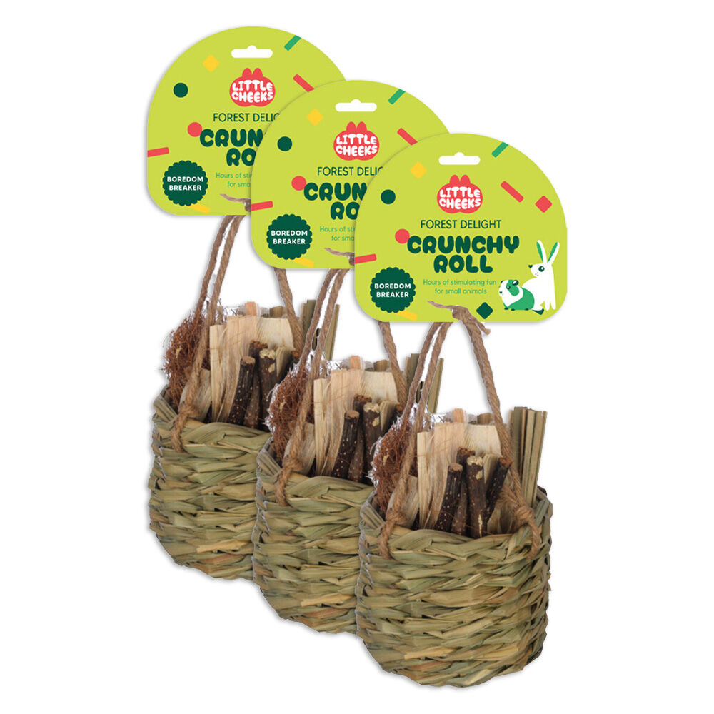 Little Cheeks Forest Delight Crunchy Roll Chew Toy for Pet Rabbit/Guinea Pig (3 Pack)