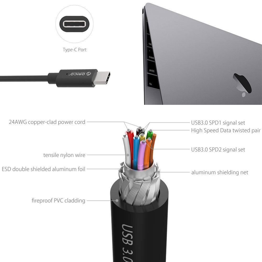 Orico LCU-10 Black Type-C to USB3.0 Charging Cable (2 Pack) — image 7