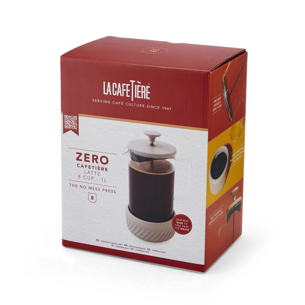 LA Cafetière La Cafetiere Zero 8-Cup No Mess French Press Coffee Brewer/Maker 1L Latte (3 Pieces) — image 4