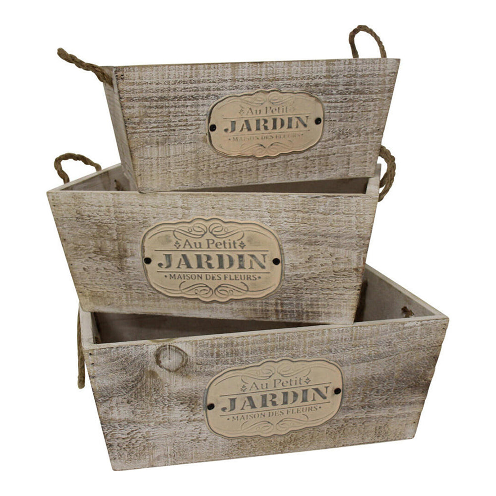 LVD MDF/Jute 23/27/30.5cm Jardin Boxes Rectangle Set Storage Organiser (3 Pieces)