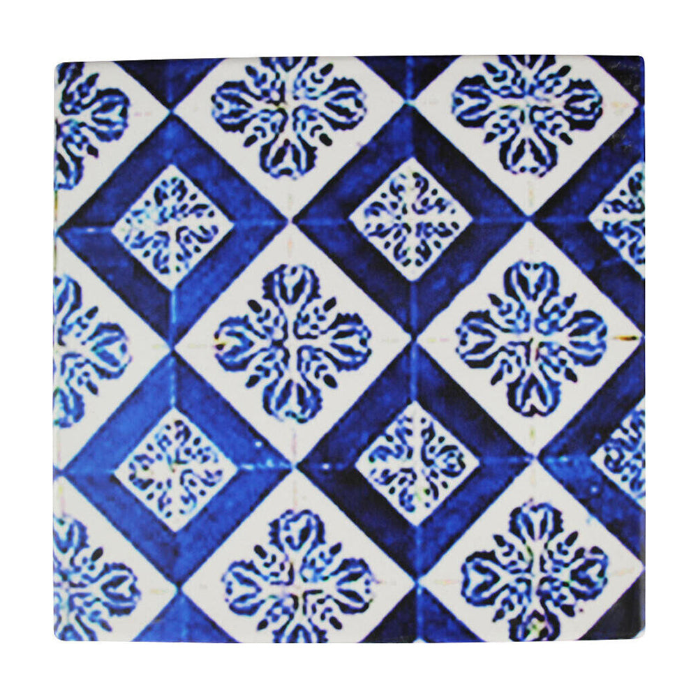LVD Ceramic/Cork Trivet Valencia Tile Table Mat Home/Kitchen Decor 15cm Blue