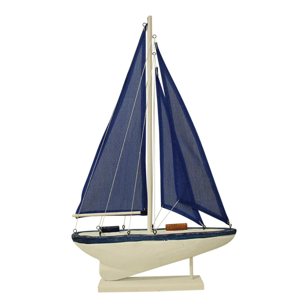 LVD Decorative MDF 27cm Sailing Boat Centrepiece Tabletop Display Decor Small Navy