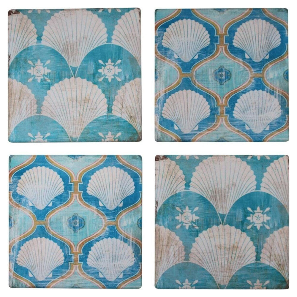 LVD Square Resin 11cm Coasters Shells Food/Drink/Home f/ Cups/Mugs/Glasses Asstd (4 Pieces) — image 2