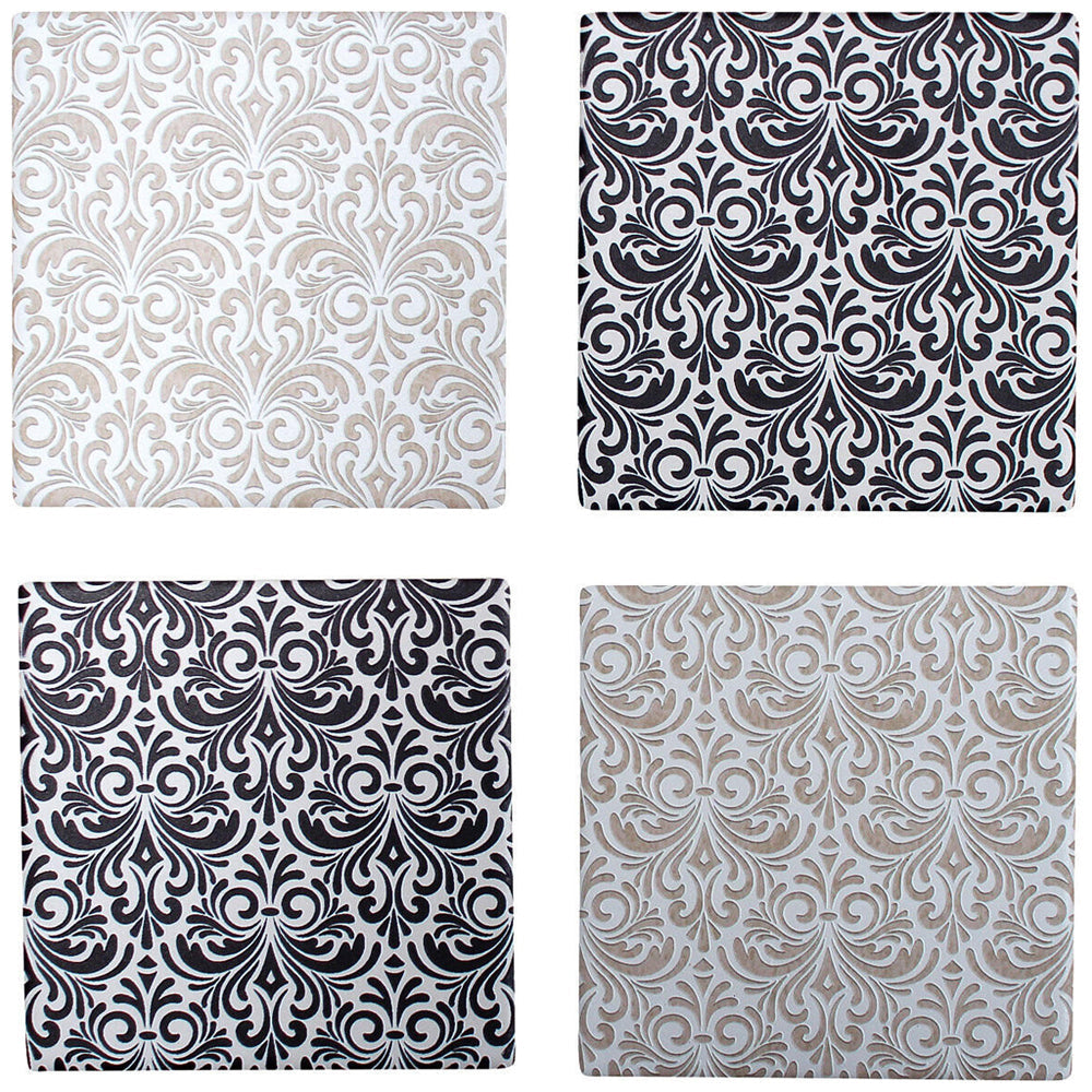 LVD Resin Coasters Textured Pattern Mat/Pad Home/Kitchen Decor 9.5cm Sqr (4 Pieces)