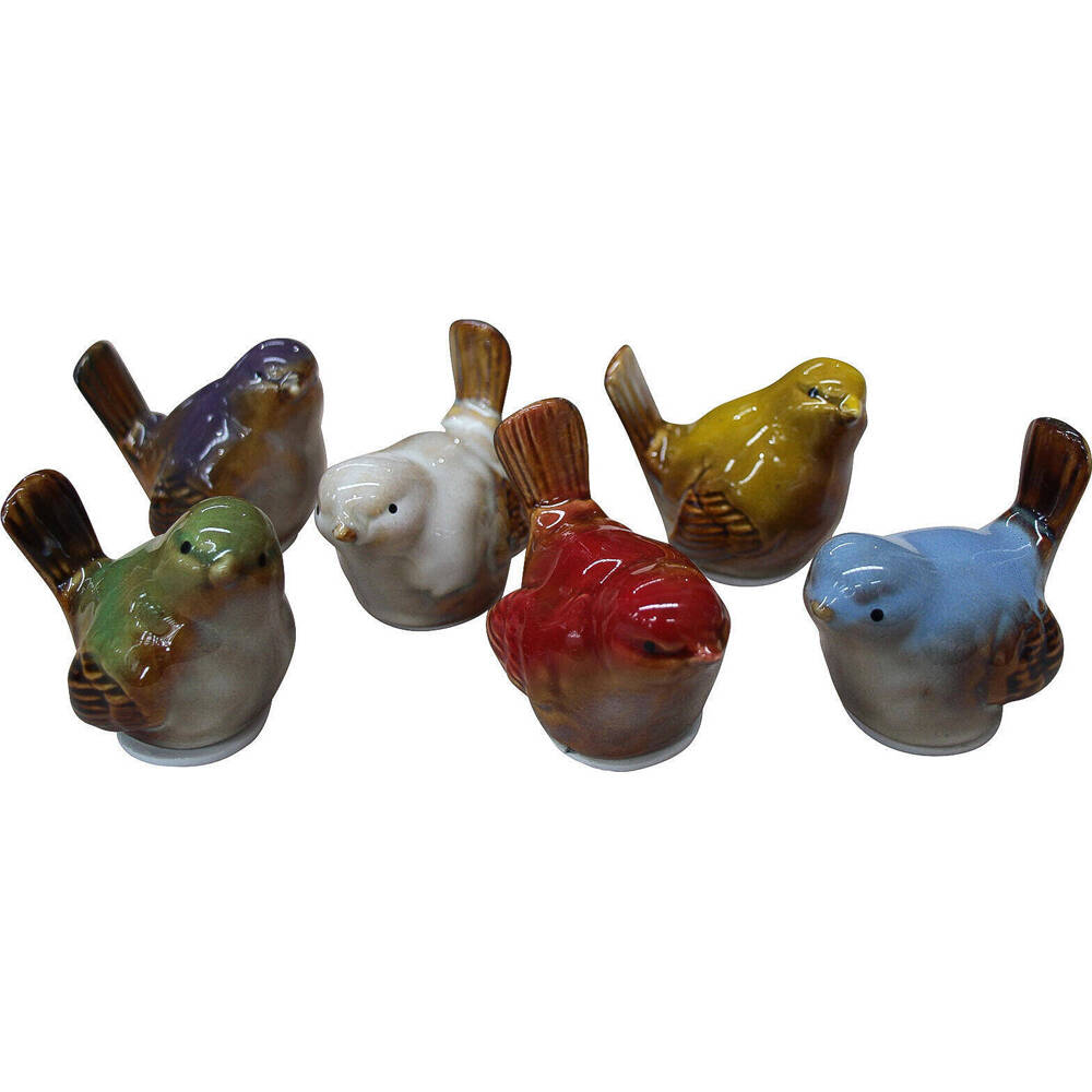 LVD Birds Colour Ceramic Figurine Set Home/Garden Ornament Decor Small (6 Pieces)