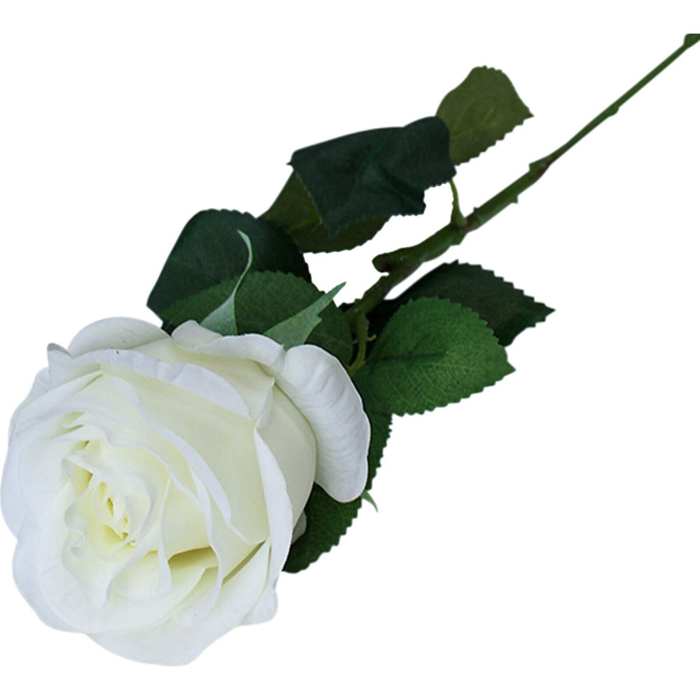 LVD Plastic Long 73cm Stem Rose Artificial Flower Decor - White (2 Pack) — image 2