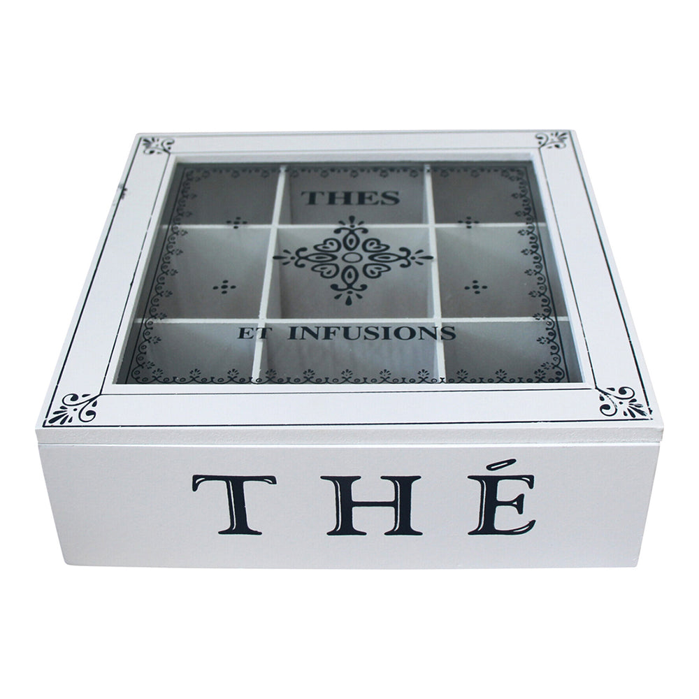 LVD Infusions MDF 24cm Tea Box Home/Kitchen Decorative Teabag Organiser Large White